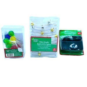 MINI LED Lights Battery Operated (Lot of 3)‎ Bells Balloons NEW Unopened